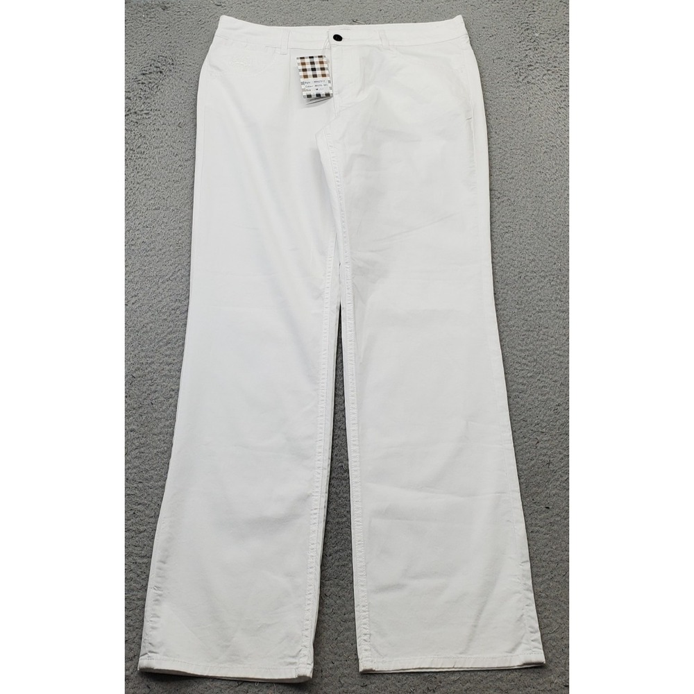 Aquascutum Flared Trouser Pants Womens 10 White Luxury Designer Stretch WAQT017